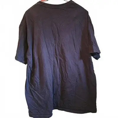 Wrinkled black short-sleeved T-shirt featuring Black Panther comic book design in 2X size