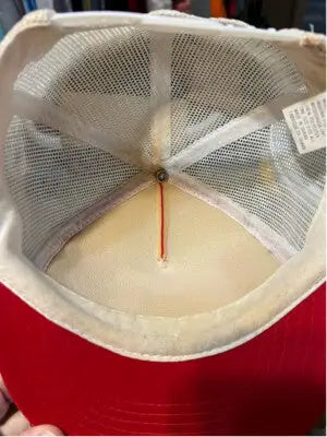 Interior view of Vintage Ontario Retro Trucker SnapBack Hat showing sweatband and stitching