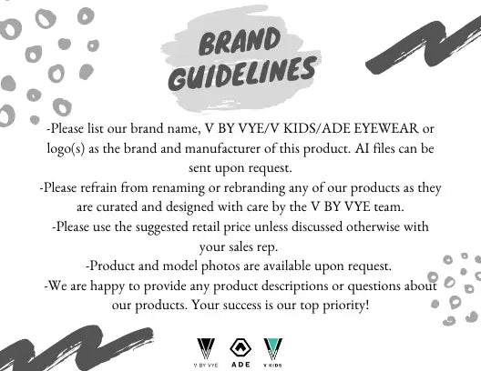 Brand guideline document for Vintage Oversize Sweetie Sunglasses with polarized lenses
