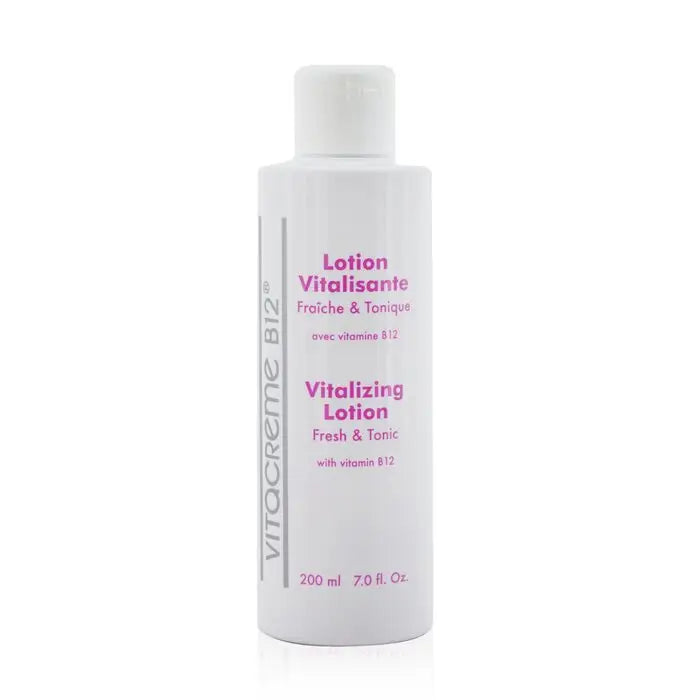 White bottle of Vitacreme B12 Vitalizing Lotion 200ml for revitalized skin