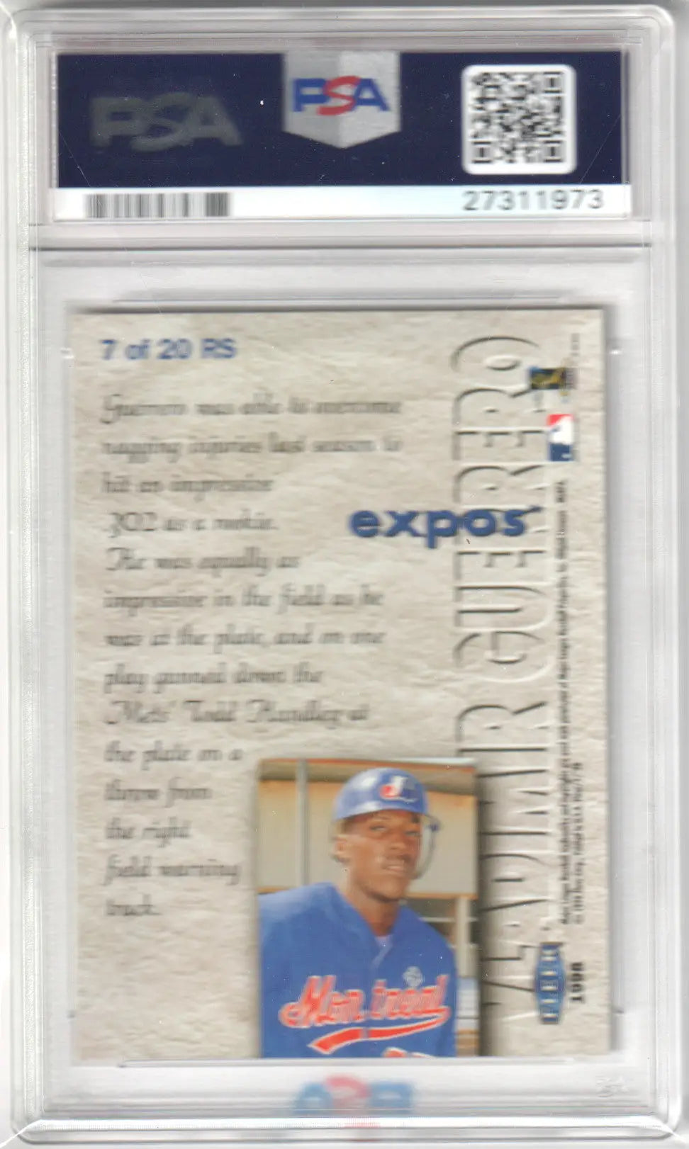 Graded Vladimir Guerrero Fleer Tradition Rookie Sensations baseball card PSA 10 columbia hobby