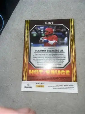 Baseball trading card featuring Vladimir Guerrero Jr. from the Hot Sauce Mosaic series
