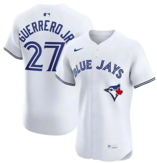 White Toronto Blue Jays Vladimir Guerrero Jr. Nike Home Elite Jersey with Blue Jays logo