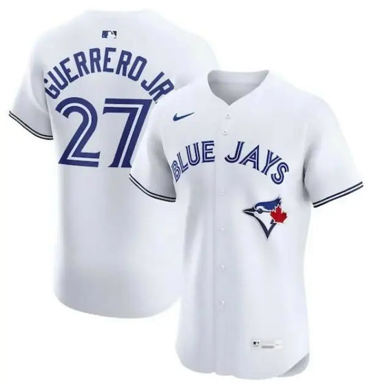 White Toronto Blue Jays Vladimir Guerrero Jr. Nike Home Elite Jersey with Blue Jays logo