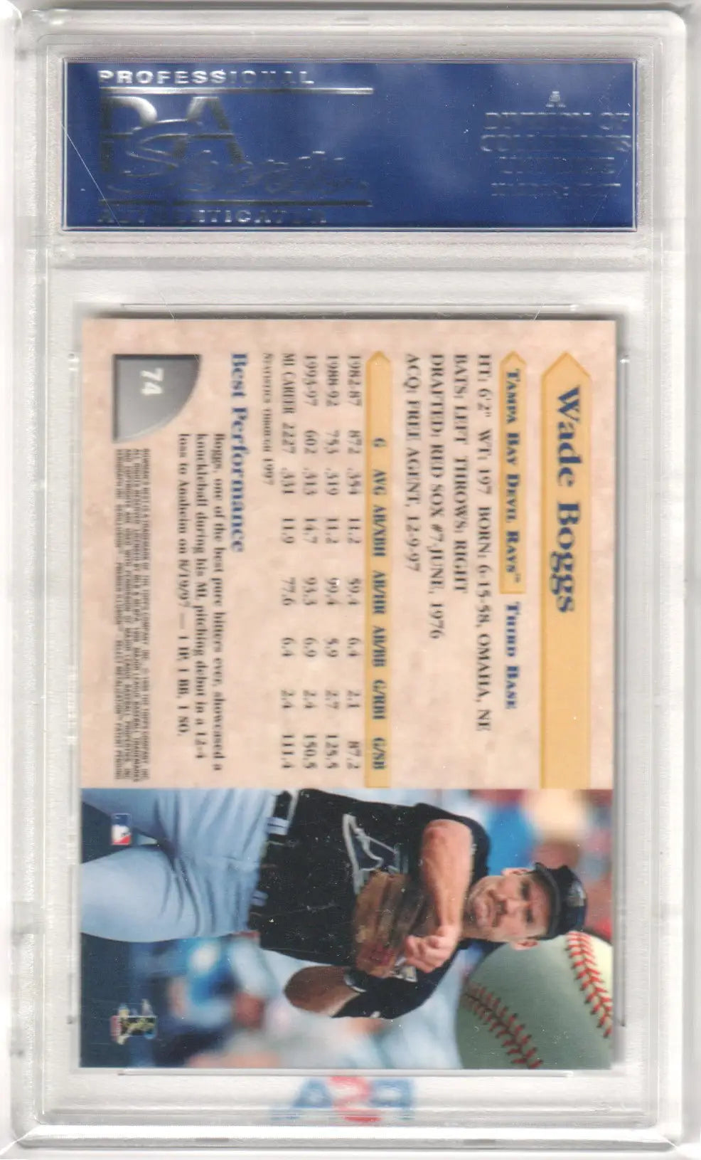 Wade Boggs 1998 Bowman’s Best baseball card Gem Mint PSA 10 Columbia Hobby