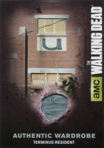 Torn bloodstained fabric patch for Walking Dead Season 4 Terminus Resident wardrobe card