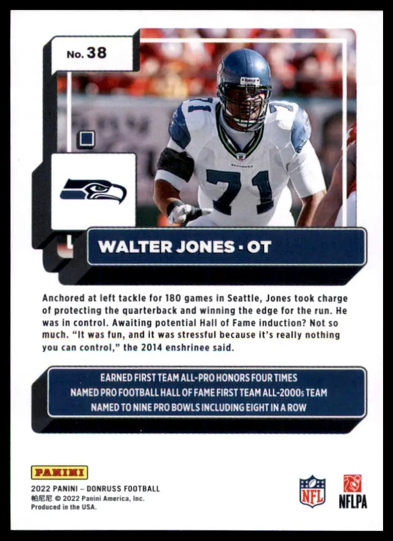 Walter Jones football card from the 2022 Donruss Seattle Seahawks series