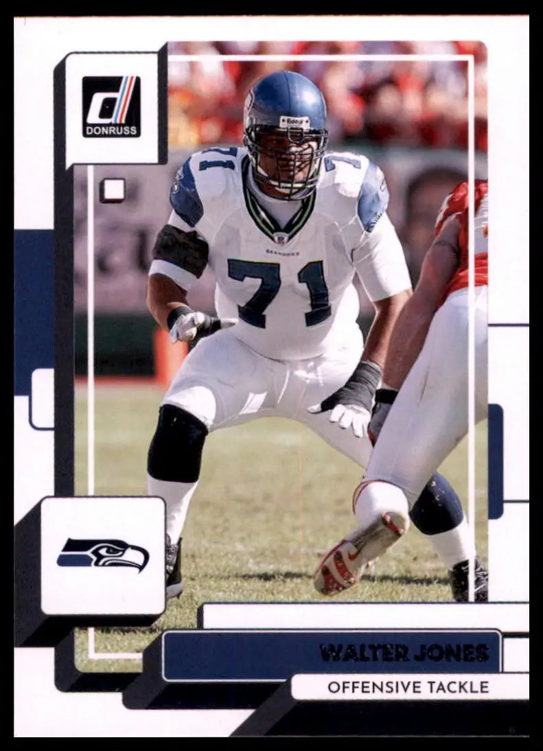 Walter Jones football card from 2022 Donruss Seattle Seahawks product display