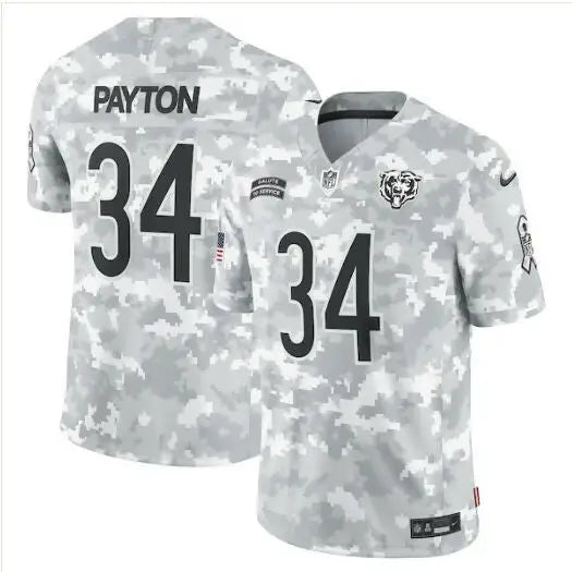 Gray and white camouflage Walter Payton Chicago Bears #34 Nike 2024 jersey