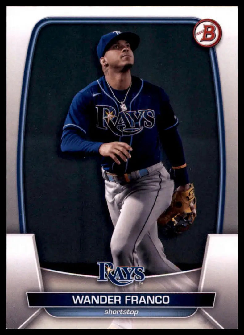 Wander Franco baseball card from 2023 Bowman set featuring Tampa Bay Rays player
