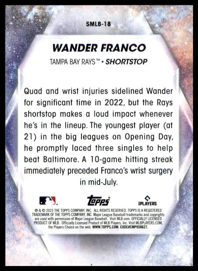 Wander Franco baseball card from 2023 Topps Stars of MLB Tampa Bay Rays product