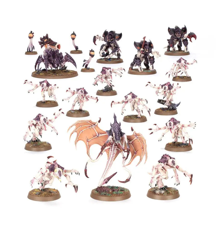 Warhammer 40K Tyranid Assault Brood with Winged Tyranid Prime, Hormagaunts, Termagants, and spore mines