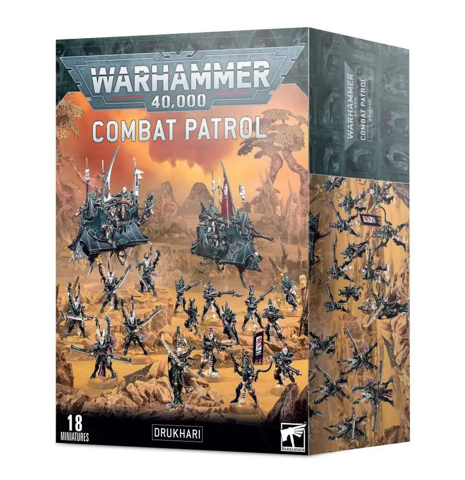 Warhammer 40k Drukhari Combat Patrol box art showcasing figures for 40k Drukhari Combat