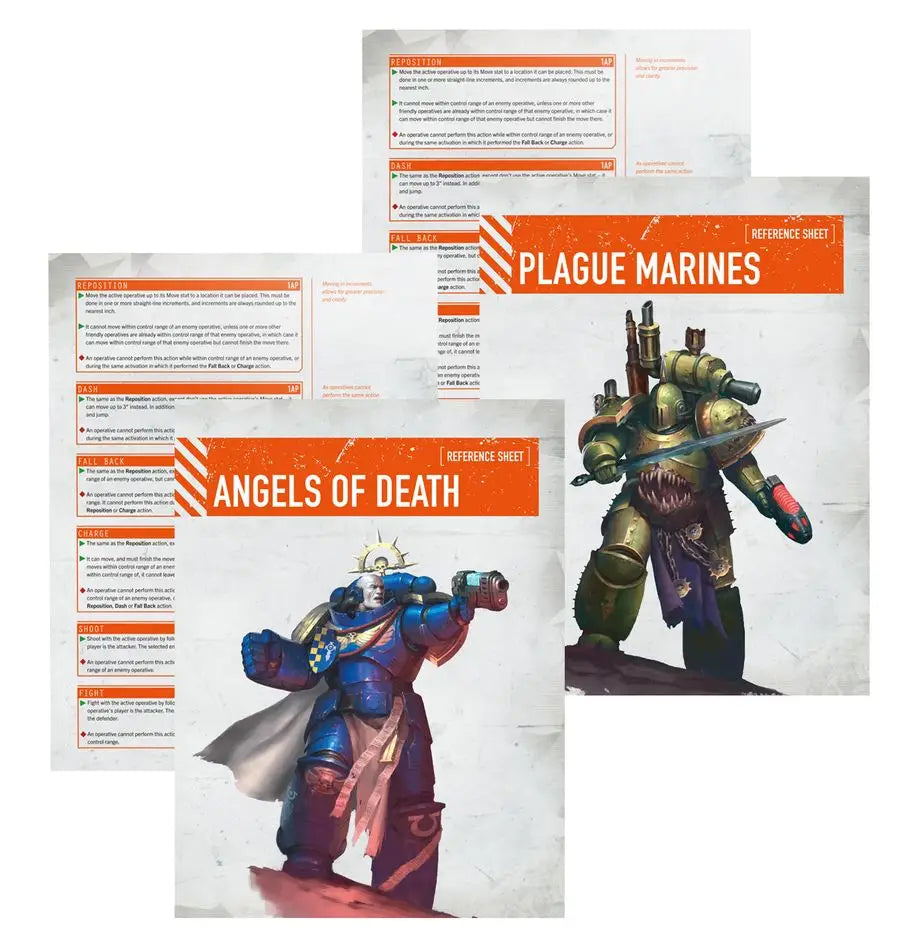 Warhammer 40K Kill Team reference sheets featured in the Starter Set