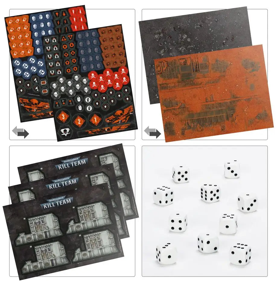 Warhammer 40K Kill Team accessories displayed with starter set, perfect for Warhammer Kill Team fans
