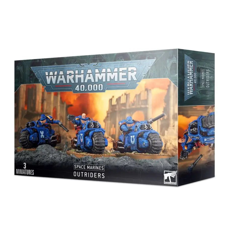 Warhammer 40k Space Marines Outriders box art for Warhammer 40k Space tabletop game