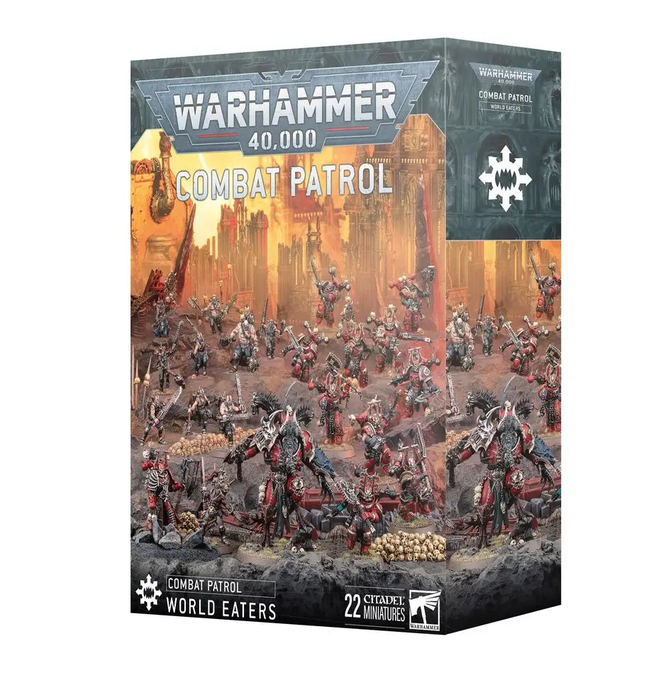 Warhammer 40k World Eaters Combat Patrol with daemon prince miniatures on round bases