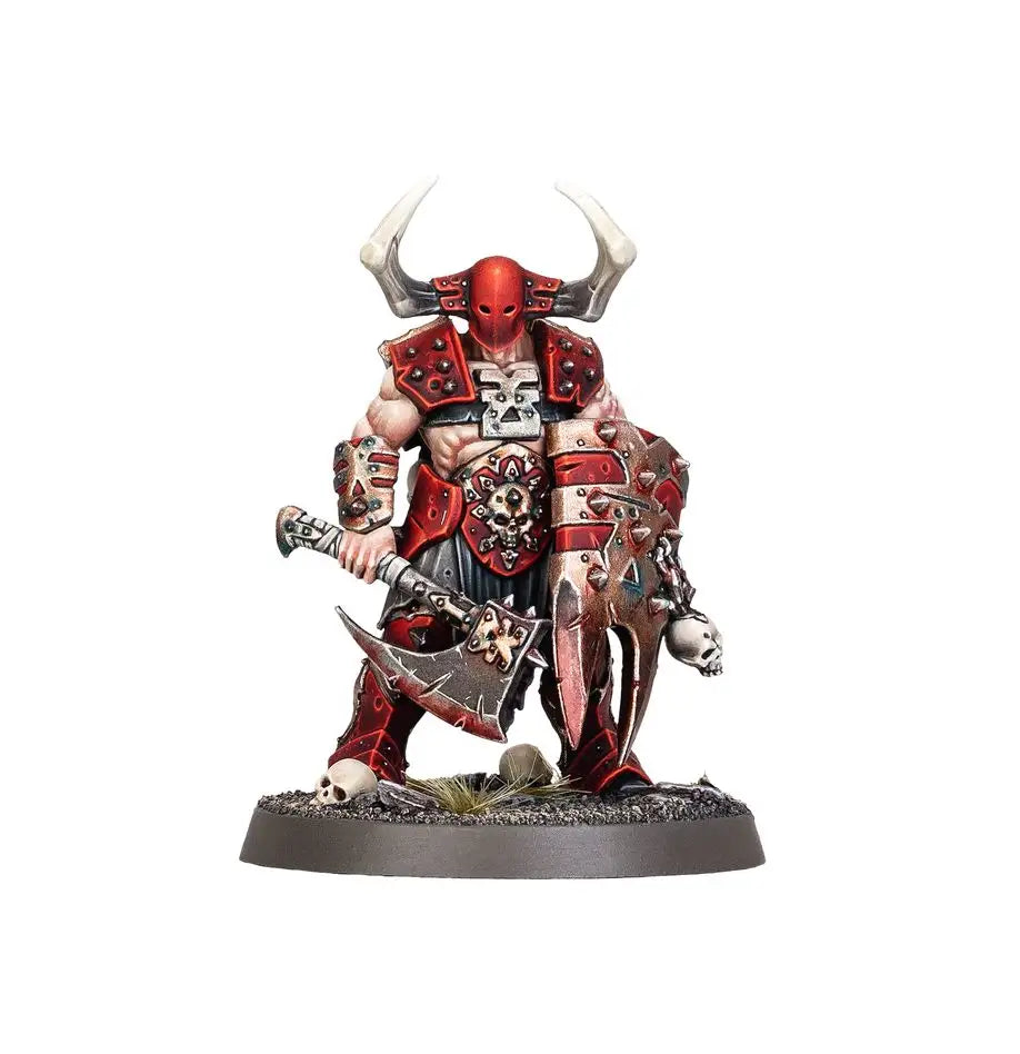 Red-armored warrior figurine from Warhammer Age of Sigmar Blades of Khorne Deathbringer