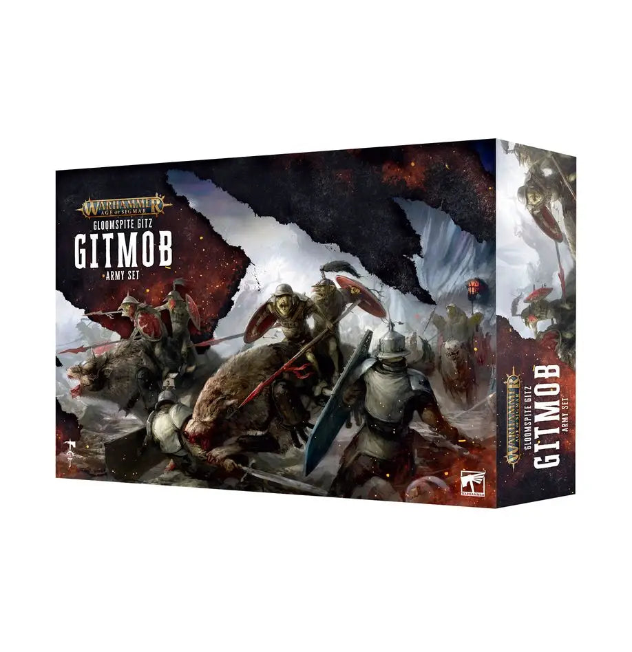 Gloomspite Gitz Gitmob army set with Droggz da Sunchompa and Warscroll cards