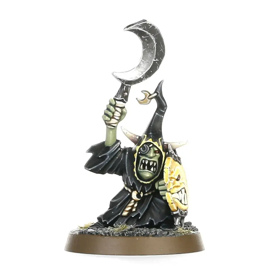 Miniature goblin shaman figure from Warhammer Age of Sigmar Gloomspite Gitz collection