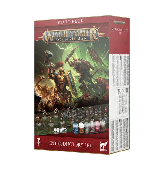 Warhammer Age of Sigmar Introductory Set box with fantasy artwork and Citadel Colour Paints