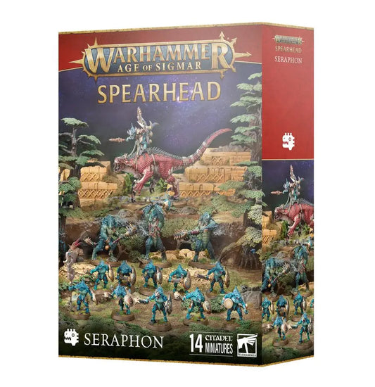 Warhammer Age of Sigmar Seraphon Spearhead miniature set showcasing reptilian Seraphon figures