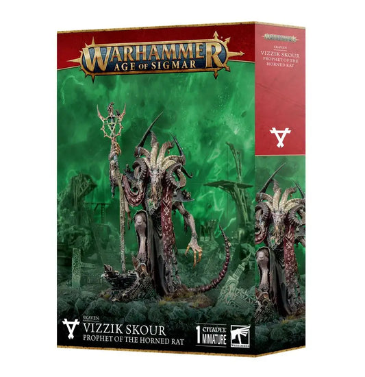 Warhammer Age of Sigmar Vizzik Skour Prophet of the Horned Rat miniature box