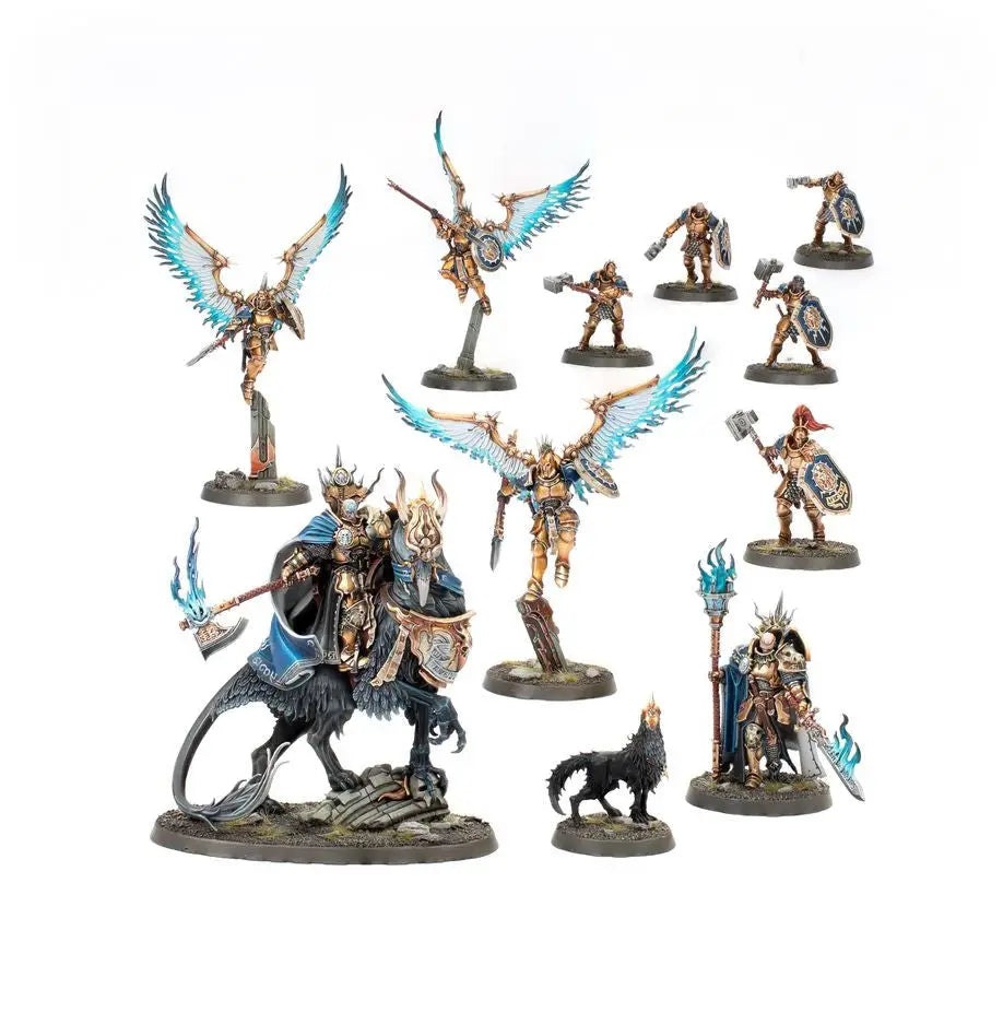 Miniature fantasy figures with hex hole bases for Warhammer Age of Sigmar Ultimate Starter Set