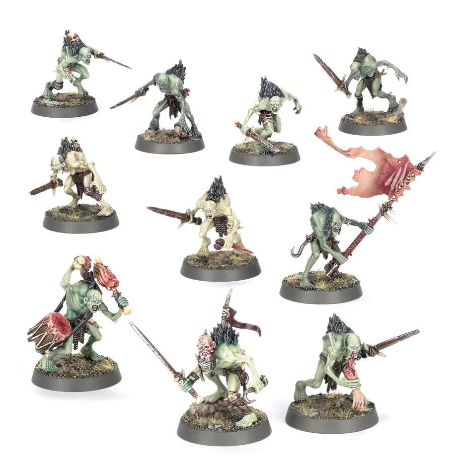 Miniature painted Fantasy Skeleton Warrior figurines from Warhammer Cryptguard kit