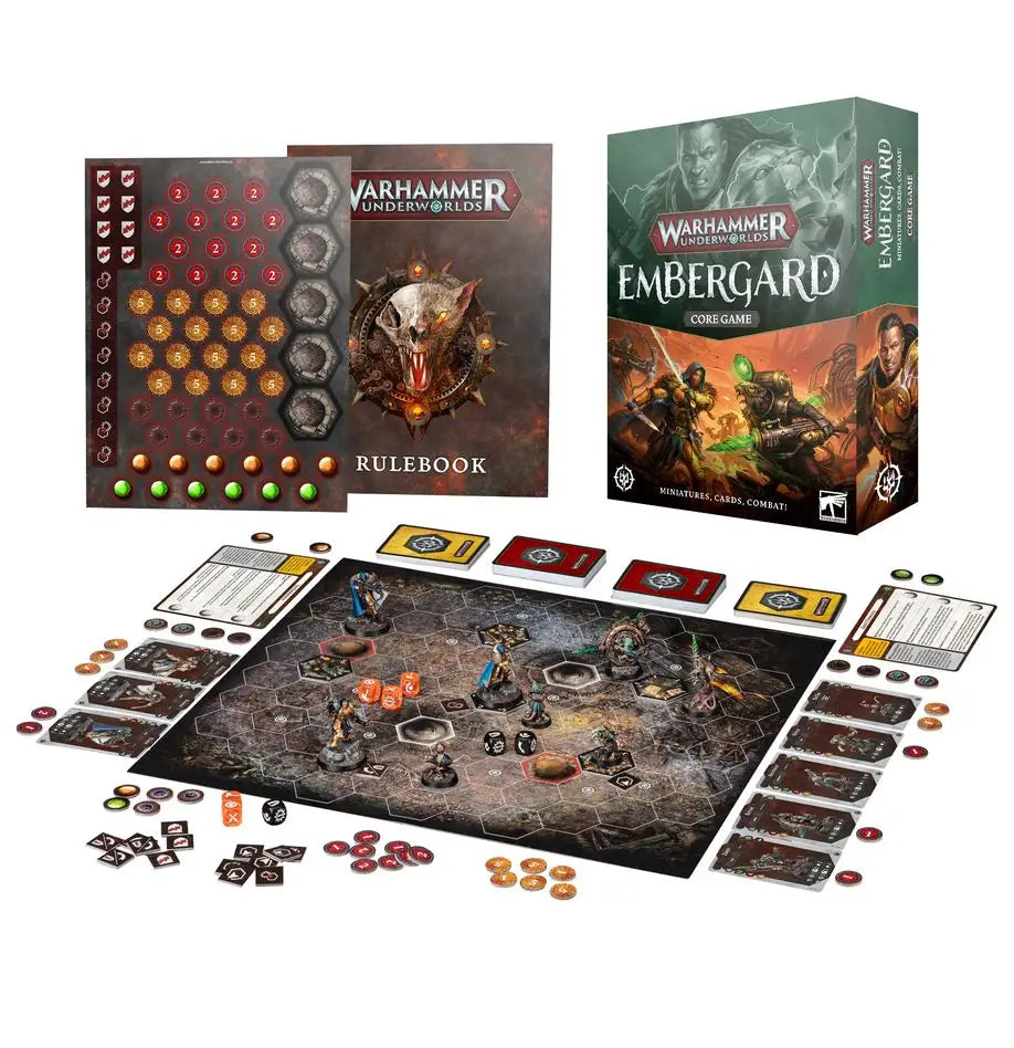 Warhammer Underworlds Embergard board game with Zikkit’s Tunnelpack gameplay scene