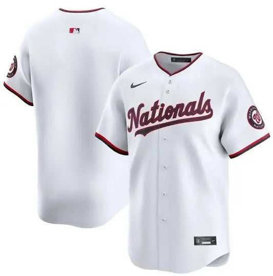 White Washington Nationals Nike Alternate Limited Baseball Jersey with red trim