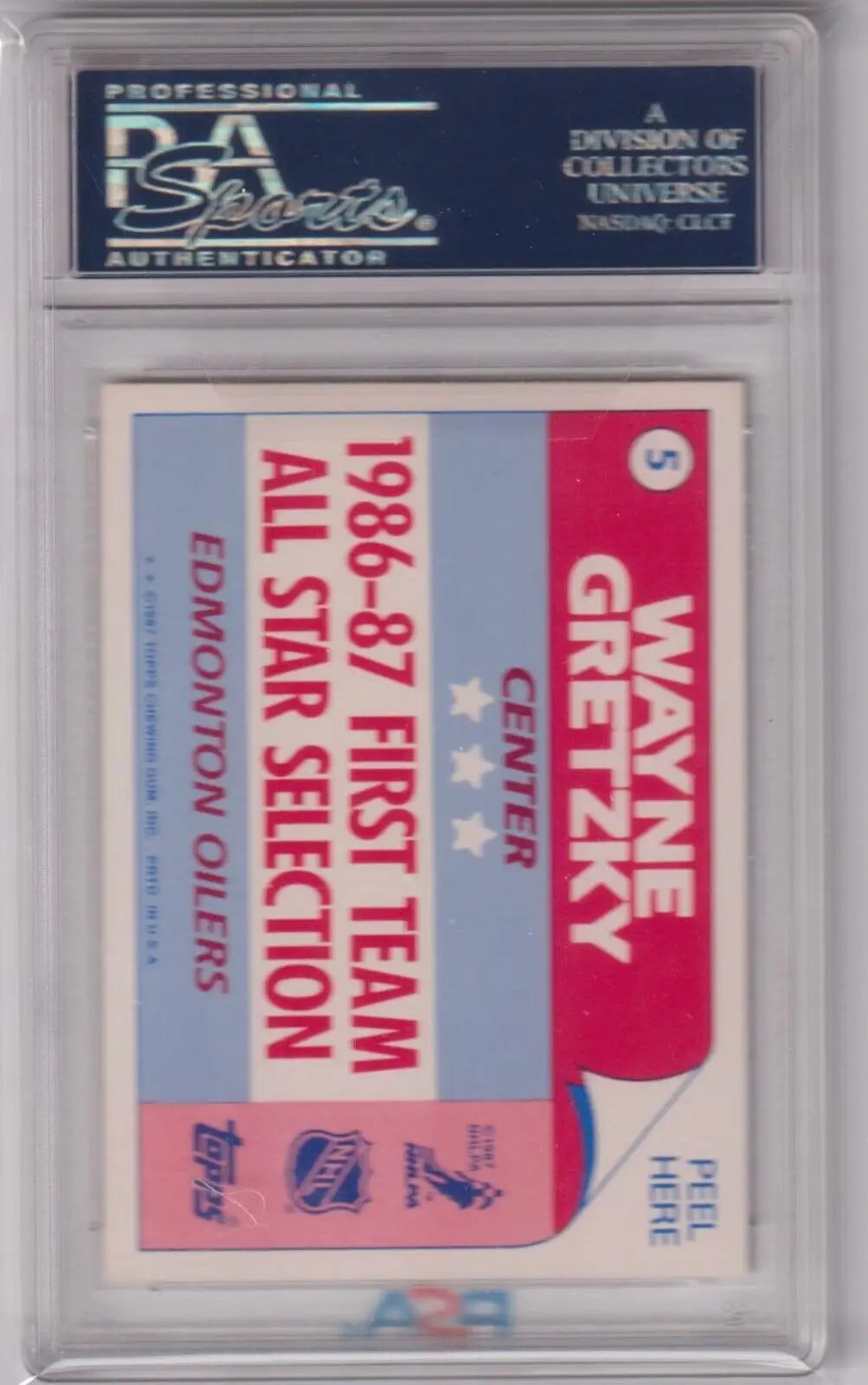 Graded Wayne Gretzky 1987-88 Topps stickers card in PSA 9 Mint from Columbia Hobby
