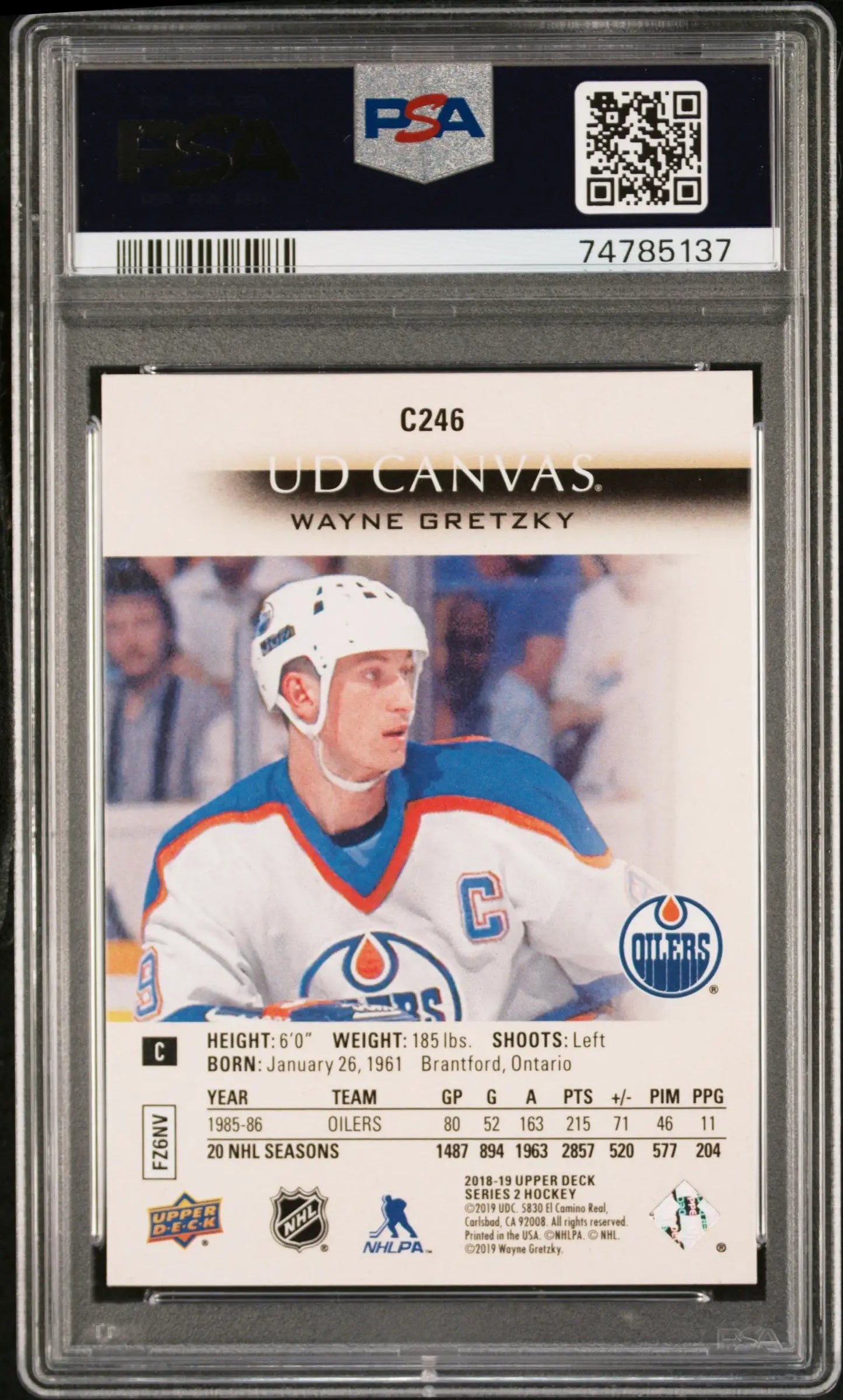 Wayne Gretzky 2018 Upper Deck Canvas #C246 PSA 10 Gem Mint hockey card collector item