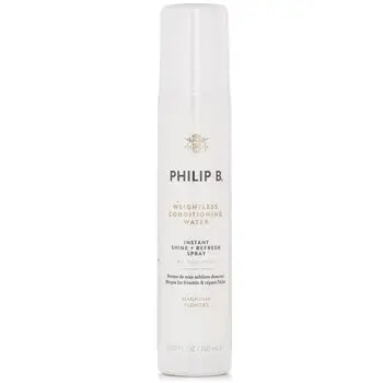 Tall white spray bottle of Philip B Weightless Conditioning Water 150ml for weightless conditioning
