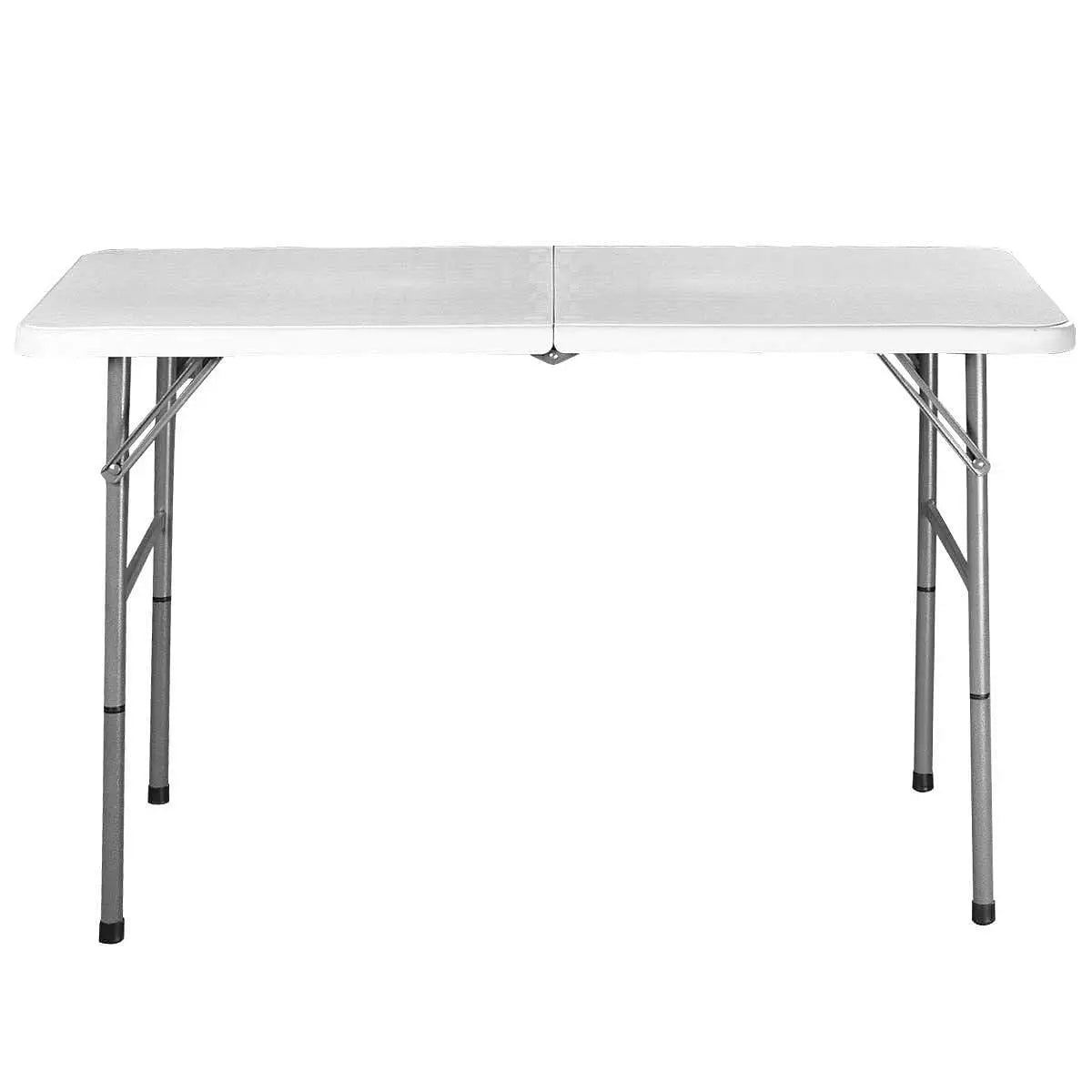 White HDPE Plastic Heavy Duty Indoor Outdoor Folding Table with Steel Frame - Folding Tables