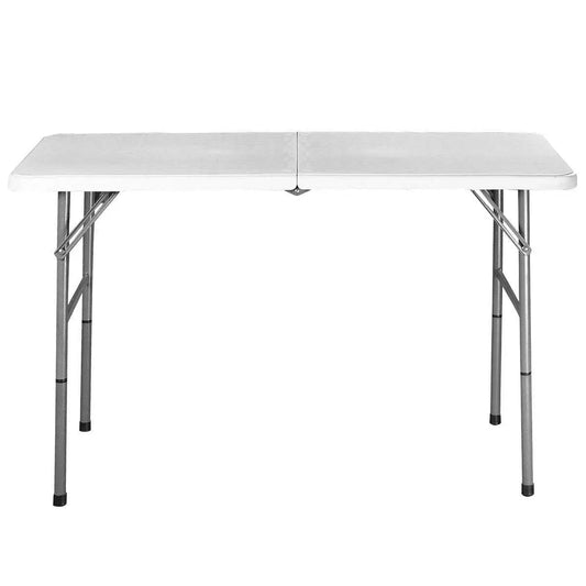 White HDPE Plastic Heavy Duty Indoor Outdoor Folding Table with Steel Frame - Folding Tables