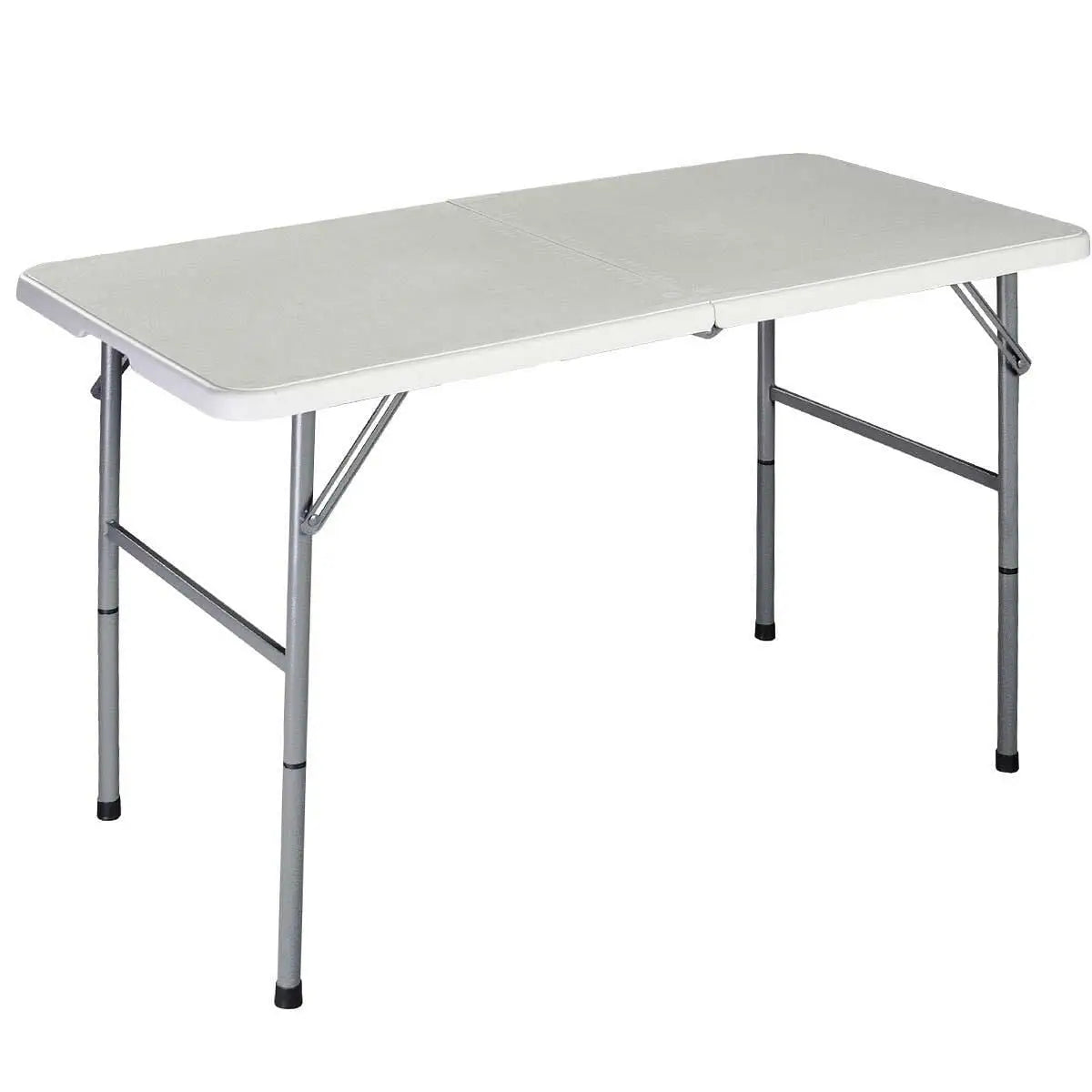 White HDPE Plastic Heavy Duty Indoor Outdoor Folding Table with Steel Frame - Folding Tables