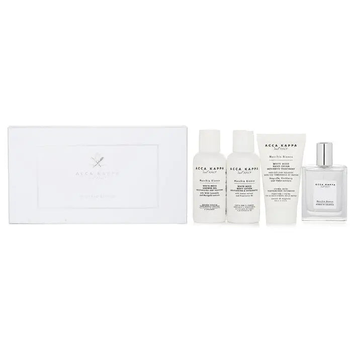 Acca Kappa White Moss gift set with shower gel, body lotion, perfume in a white box