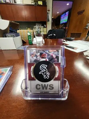 White Sox Luis Robert Jr. baseball card in protective case from Case Hit Fanatical lot