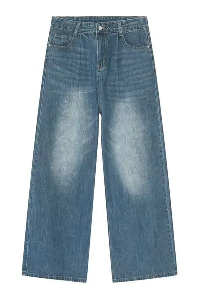 Light blue distressed wide-leg jeans with pockets from Wide Leg Jeans with Pockets collection