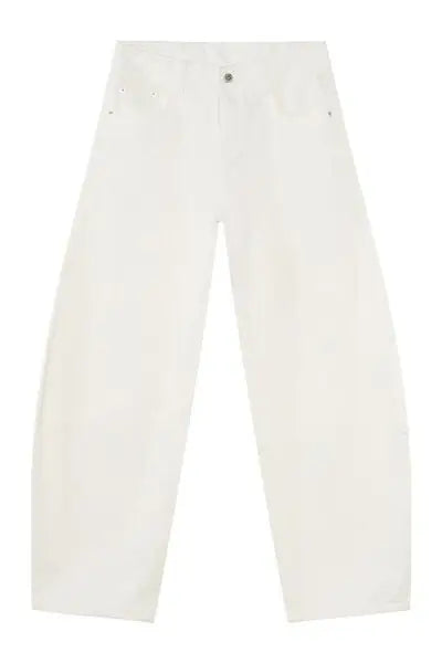 White wide-leg denim jeans with pockets displayed in the Wide Leg Jeans with Pockets product image