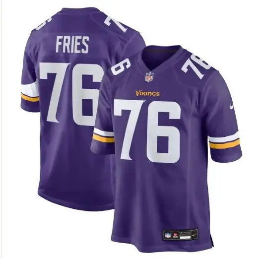 Purple Minnesota Vikings football jersey with number 76, Nike Team Game Jersey for Will Fries