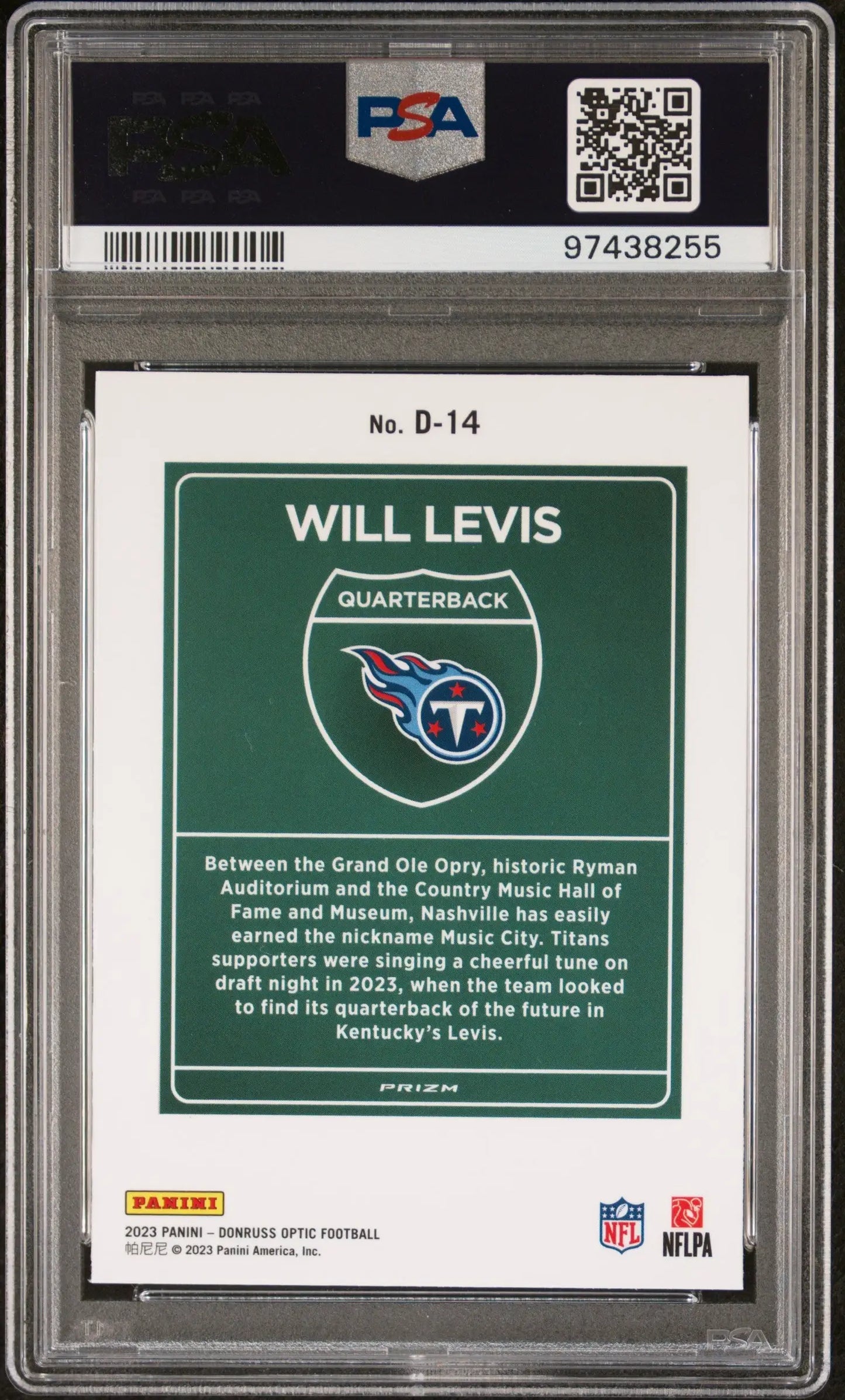 Will Levis 2023 Donruss Optic Downtown PSA 9 Mint - Singles