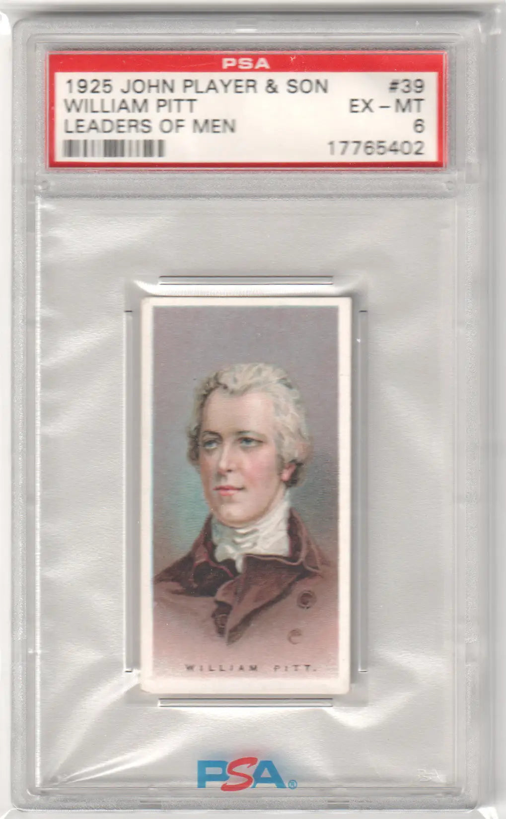 Graded 1925 William Pitt John Player Leaders Of Men trading card Columbia Hobby