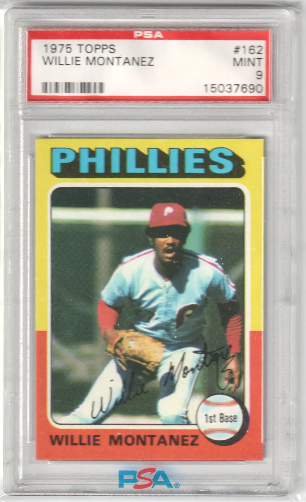 Graded Willie Montanez 1975 Topps #162 baseball card from Columbia Hobby in PSA 9 Mint