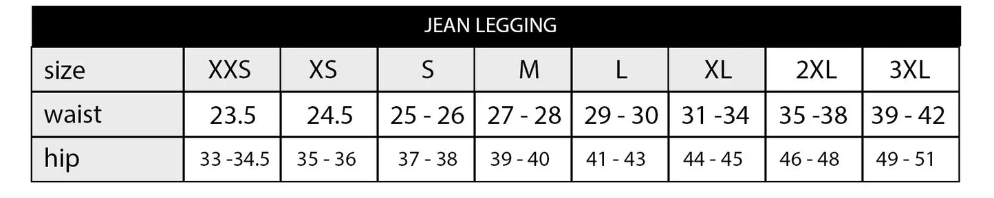 Size chart for women fringe denim jeans shorts with waist and hip measurements