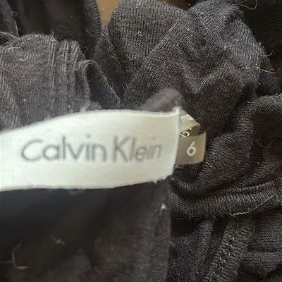 Black Calvin Klein floor length gown with size tag for women’s casual maxi dress