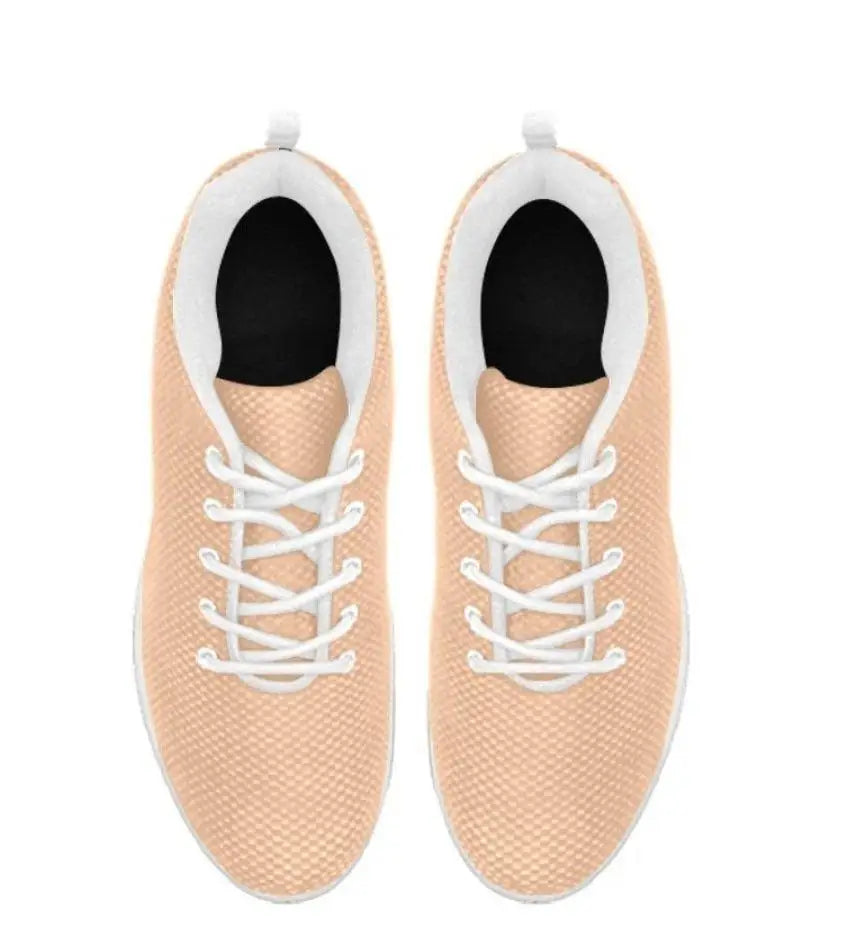 Womens Sneakers in Deep Peach Pink with White Laces, Ideal Sports Shoes for Running