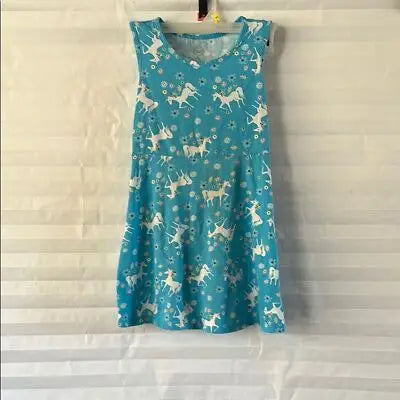 Wonder Nation Girls Blue Unicorn Dress in turquoise with sleeveless V-neck design