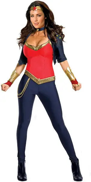 Wonder Woman Deluxe Adult Costume with leggings and gold accents for women